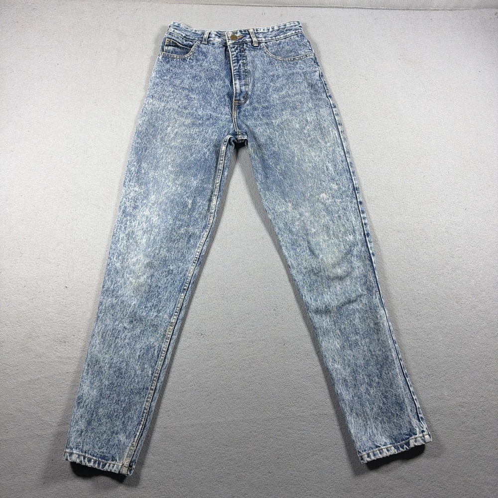 VTG Guess Jeans Womens 31 Blue Acid Wash High Rise Tapered Denim Made USA 90s